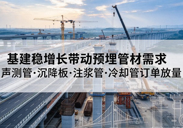 舒兰基建稳增长带动预埋监测管材需求，声测管、沉降板、注浆管订单持续放量